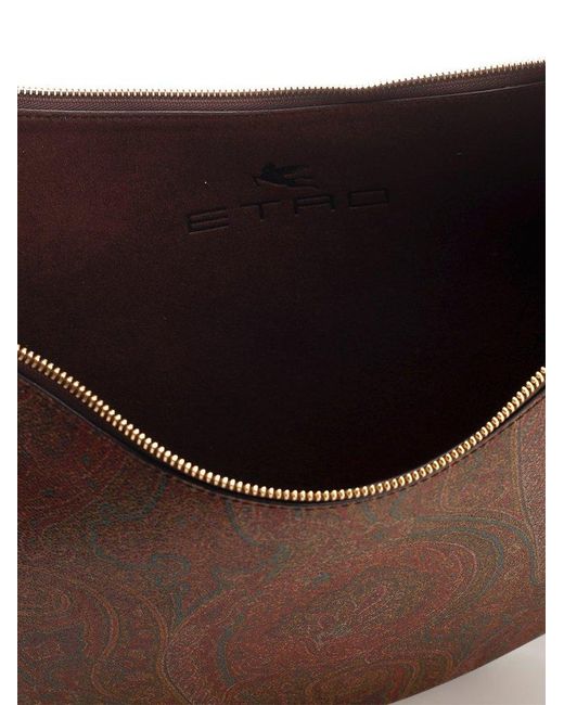 Etro Brown Paisley-printed Zipped Shoulder Bag