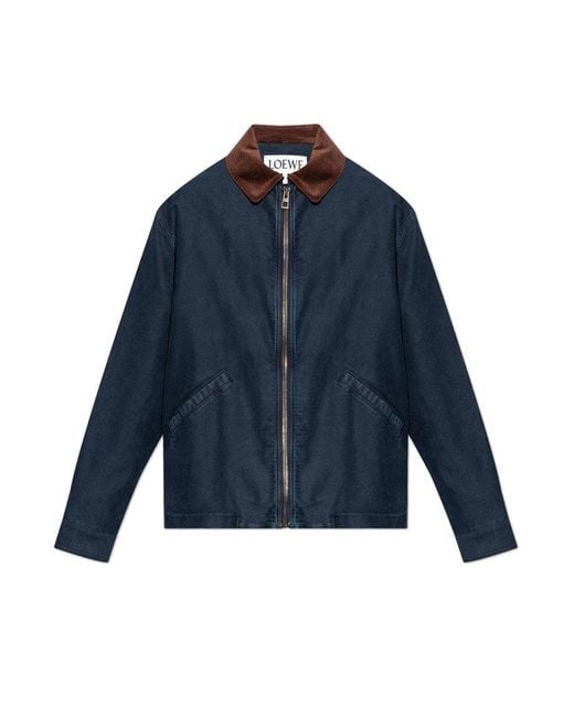 Loewe Blue Jacket With Corduroy Collar for men