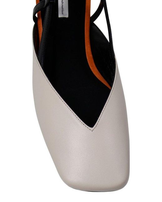 AMI White Leather Slingbacks