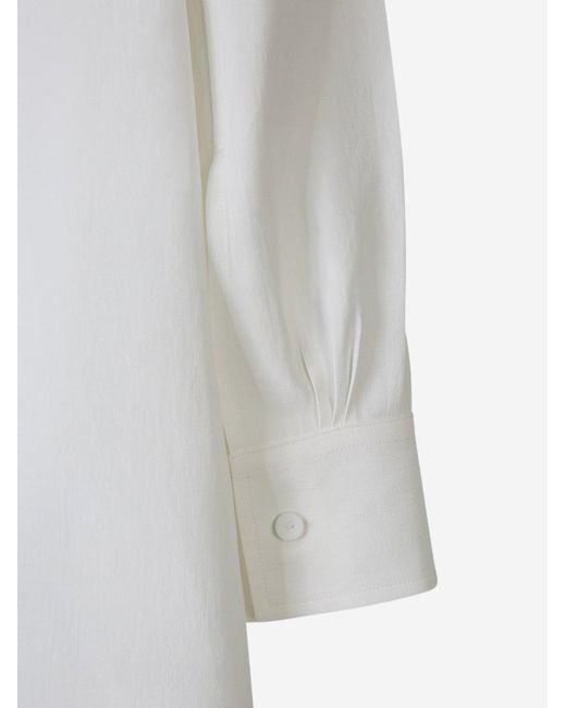 Jil Sander White Linen Shirt Midi Dress