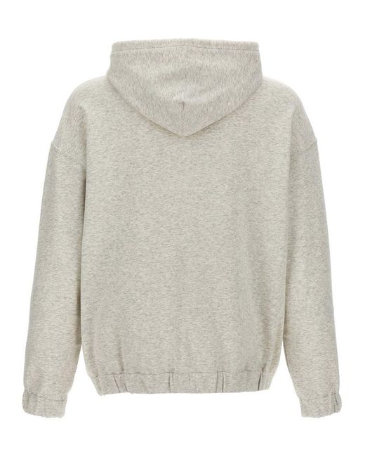 Brunello Cucinelli Gray Logo Embroidery Hoodie for men