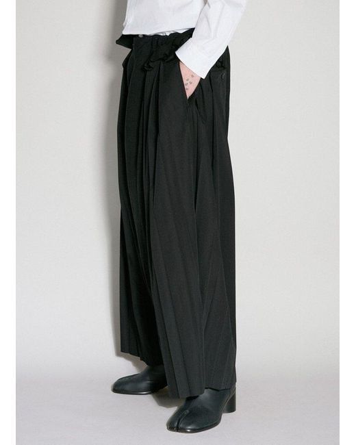 Yohji Yamamoto Black Sarouel Pleat Pants for men