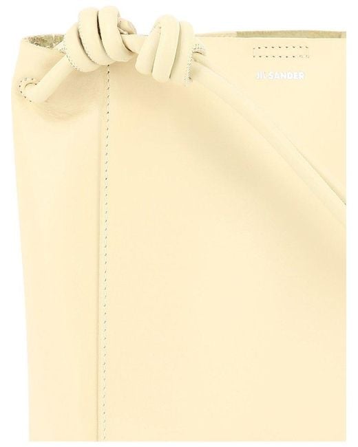 Jil Sander Natural Logo Printed Knot-detailed Shoulder Bag