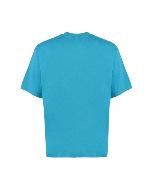 Acne Blue Cotton Crew-neck T-shirt for men
