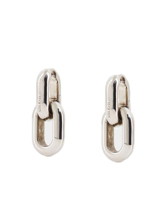 Alexander McQueen Metallic Peak Chain Earrings