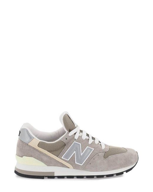 New Balance White 996 Lace-Up Sneakers for men