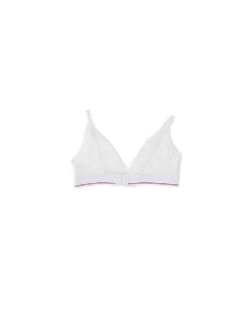 Alexander Wang Ribbed Jersey Triangle Bra in White