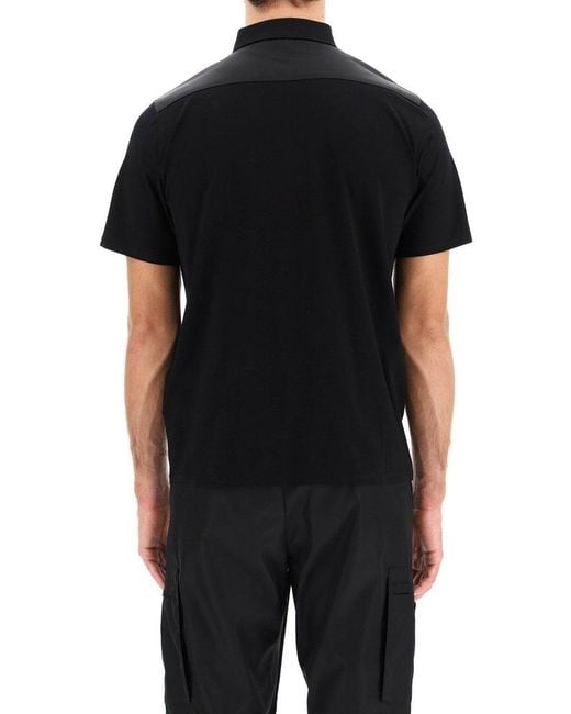 Prada Triangle Logo Pocket Polo Shirt in Black for Men | Lyst