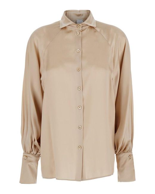 Eleventy Natural Relaxed Fit Blouse With Classic Collar