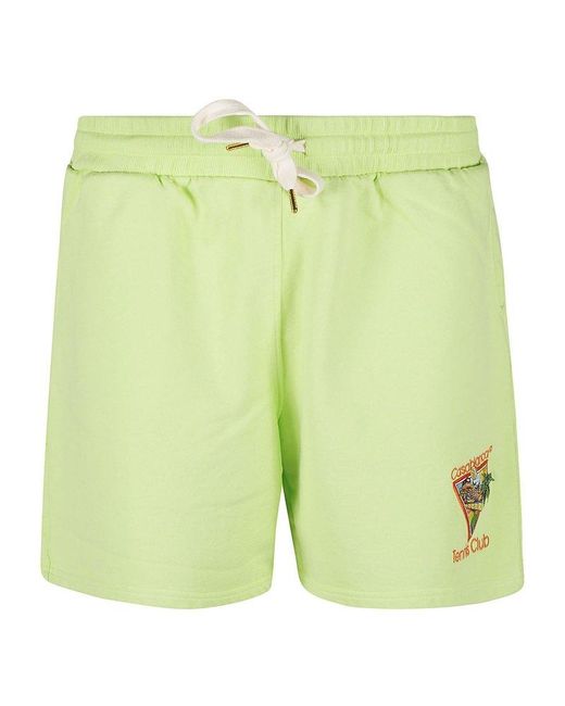 Casablancabrand Green Tennis Club Embroidered Drawstring Shorts for men
