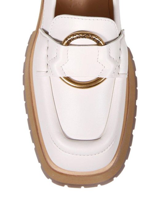 Moncler White Rind Detailed Loafers