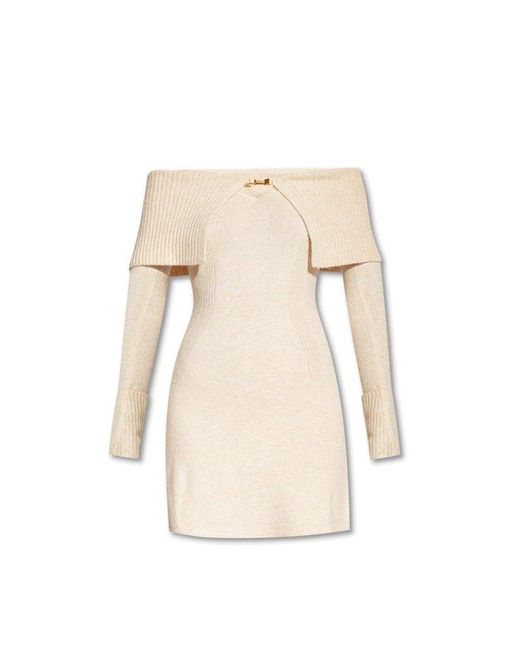 Cult Gaia Natural 'edna' Knit Dress With Collar
