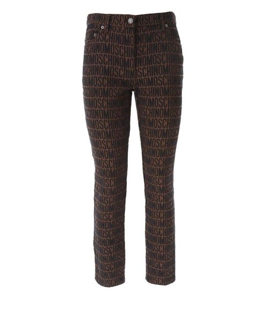 Moschino Brown Logo-jacquard Tapered-leg Mid-rise Jeans