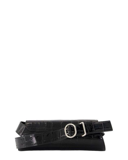 Jil Sander Black Cannolo Embossed Small Shoulder Bag