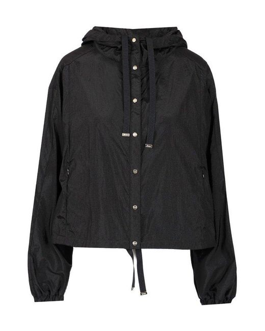 Herno Black Hooded Drawstring Waterproof Jacket