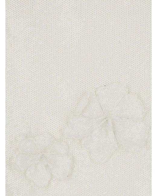 ROTATE BIRGER CHRISTENSEN White Mini Skirt With Flowers And Sequins