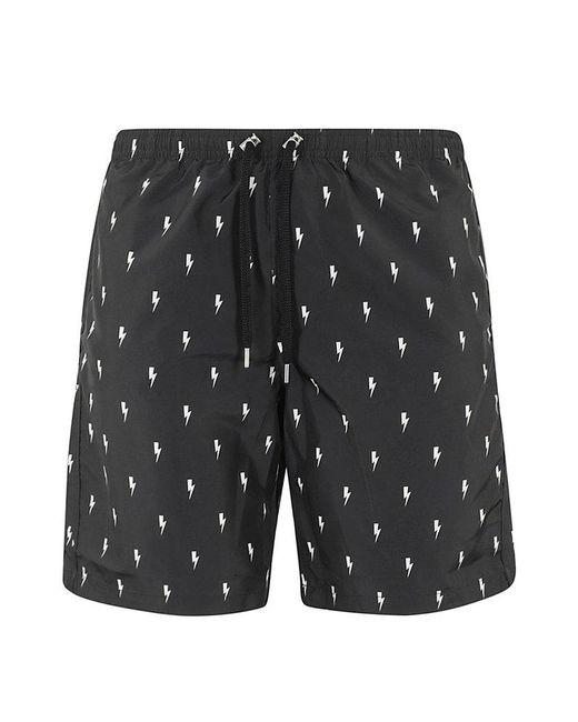 Neil Barrett Gray All-over Pattern-printed Drawstring Shorts for men