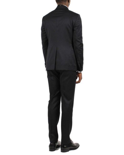 Tagliatore Black Double-Breasted Satin Suit Set for men