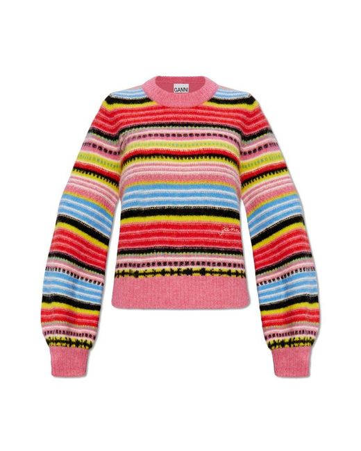 Ganni Red Striped Sweater,