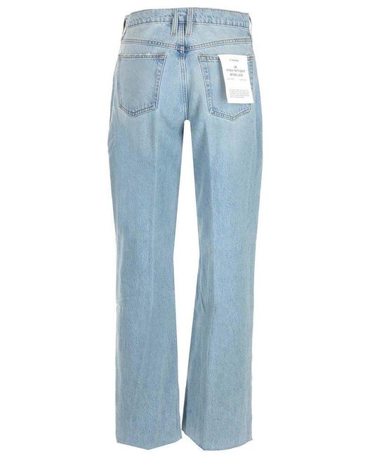 FRAME High-waisted Wide-leg Jeans in Blue | Lyst