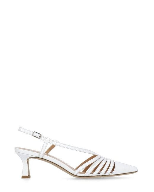 Julie Dee White Strappy Slingback Sandals