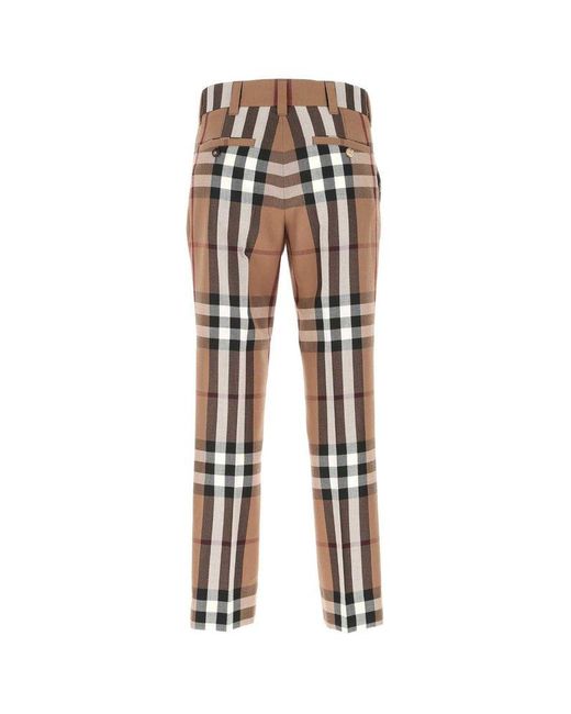 Burberry House Check Tailored Trousers in Brown for Men | Lyst
