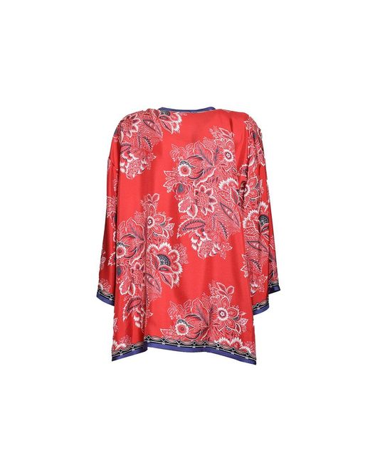 Etro Red Floral Printed Satin Jacket