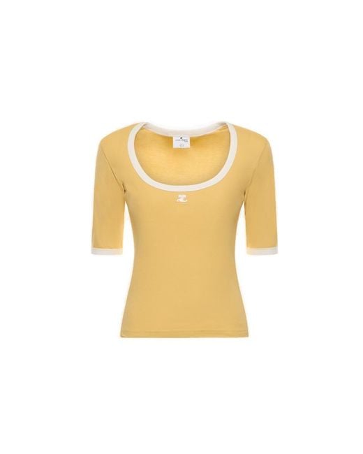 Courreges Yellow Holistic Contrast Straight Hem T-shirt