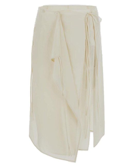 Lemaire White Layered Wrap Self-tied Midi Skirt