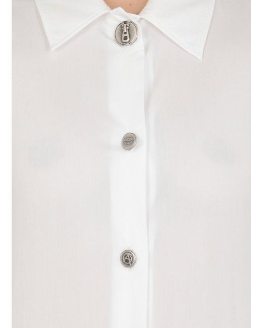 Moschino White Jeans Long-sleeved Button-up Shirt