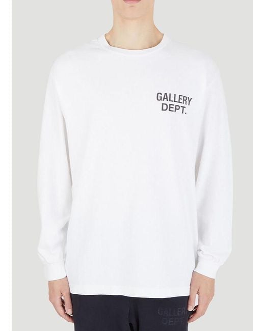 GALLERY DEPT. White Logo Printed Long Sleeve T-shirt for men