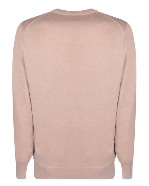 Brunello Cucinelli Pink Crewneck Knitted Pullover for men