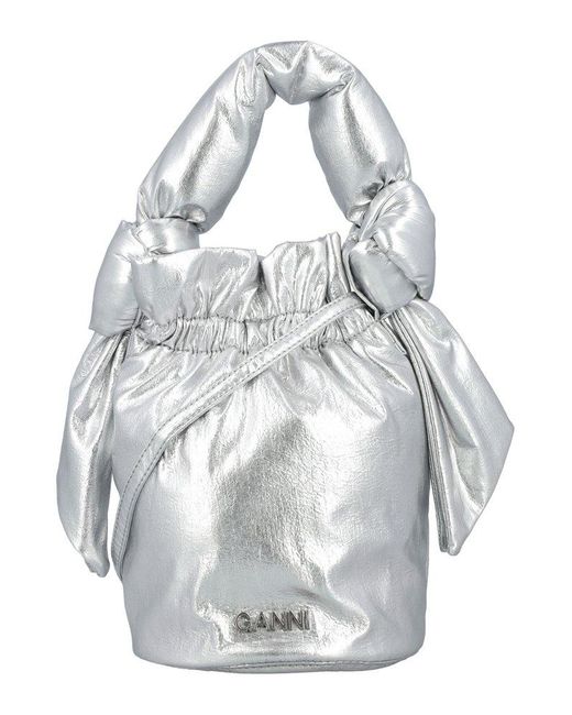Ganni White Knot Detailed Occasion Mini Bag