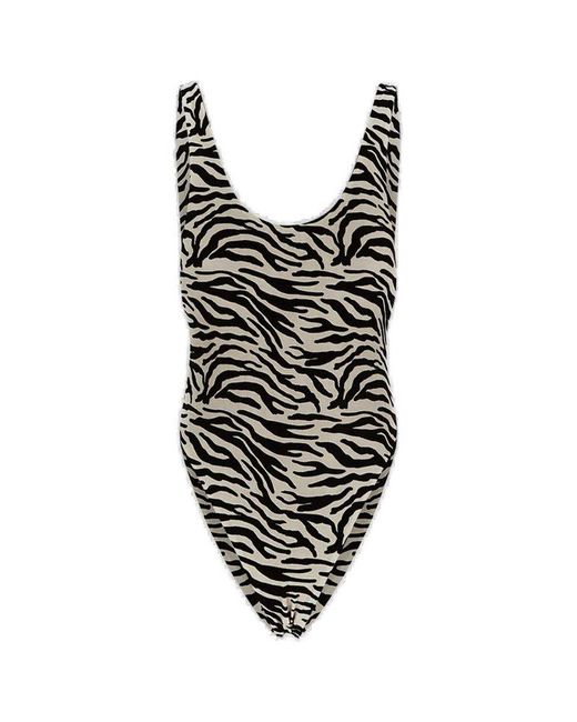 Reina Olga Black Zebra Print One-piece Swimsuit