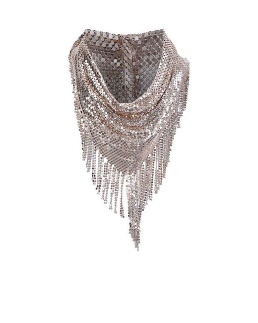 Rabanne White Pixel Fringed Scarf Necklace