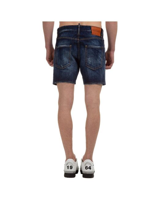 DSquared² Icon Printed Denim Shorts in 