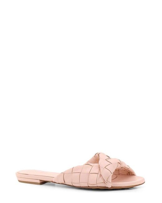 Bottega Veneta Pink Blink Intrecciato Sandals
