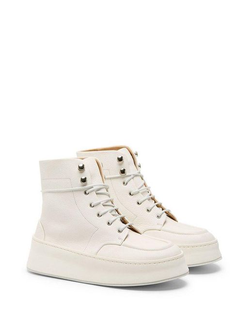 Marsèll White Cassapana Lace-up Ankle Boots