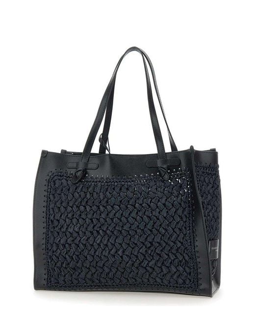 Gianni Chiarini Black Marcella Woven Shopping Bag