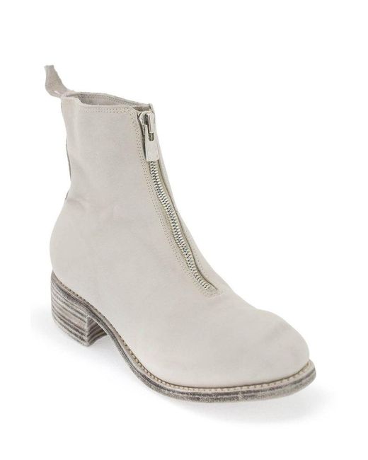 Guidi White Pl1 Front Zipped Ankle Boots