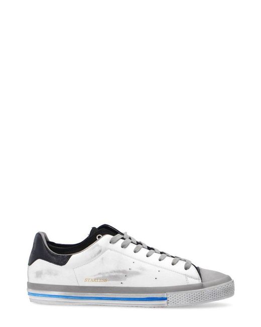 HIDNANDER White Starless Vintage Effect Low-top Sneakers for men