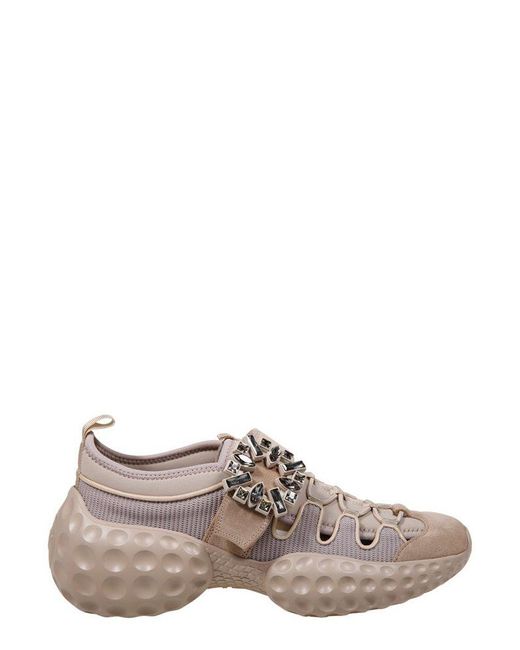 Roger Vivier Brown Viv' Embellished Sneakers