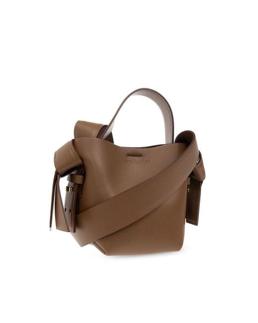Acne Brown Musubi Logo Embossed Micro Tote Bag