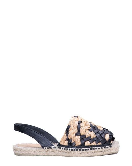Castaner Blue Interwoven Slingback Flat Espadrilles