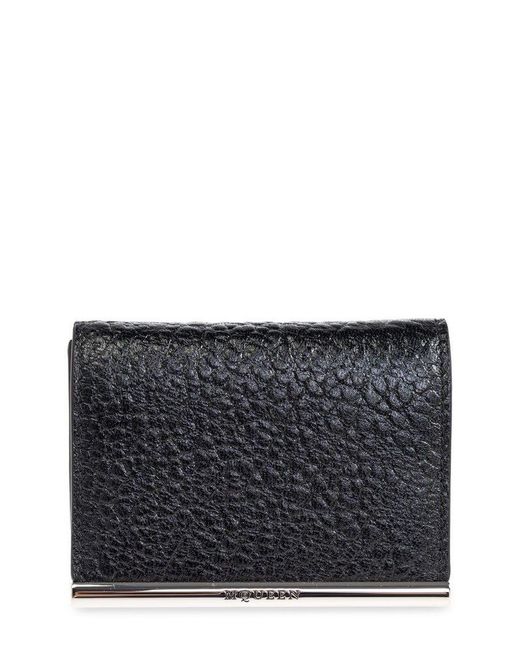McQueen Logo Engraved Folded Wallet in Gray | Lyst