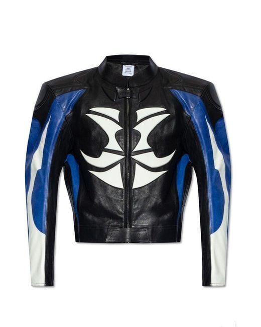 Vetements Blue Leather Jacket, for men