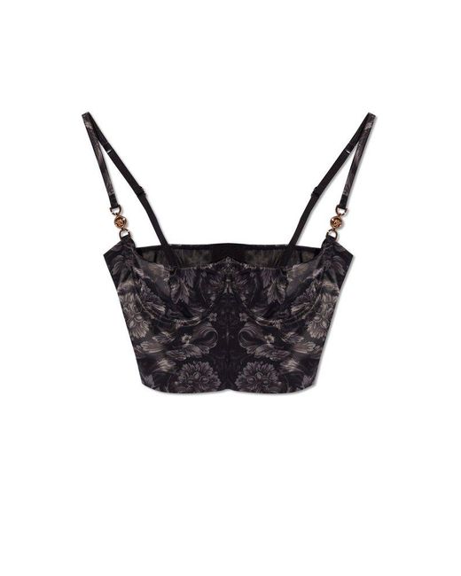 Versace Black Barocco-printed Stretched Bustier Top