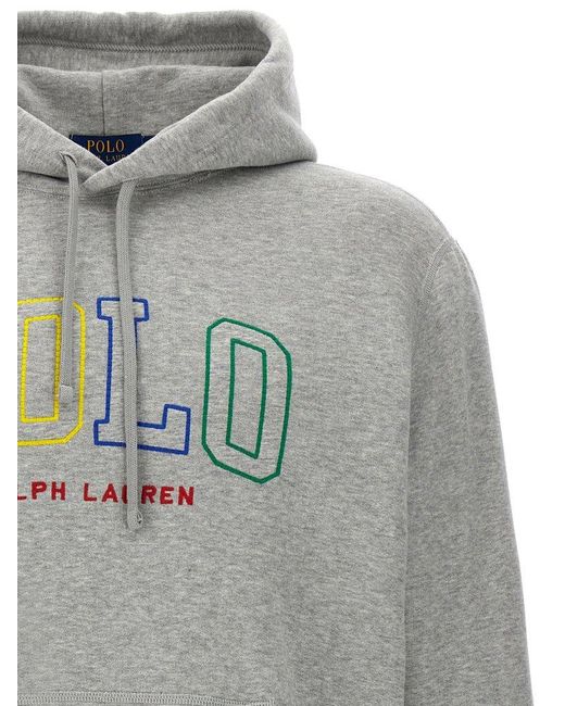 Polo Ralph Lauren Gray Logo Hoodie Sweatshirt for men