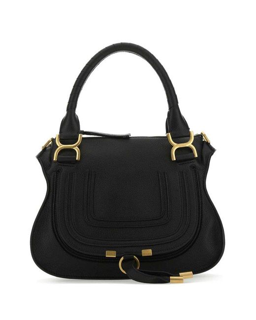 Chloé Leather Marcie Small Toet Bag in Black | Lyst