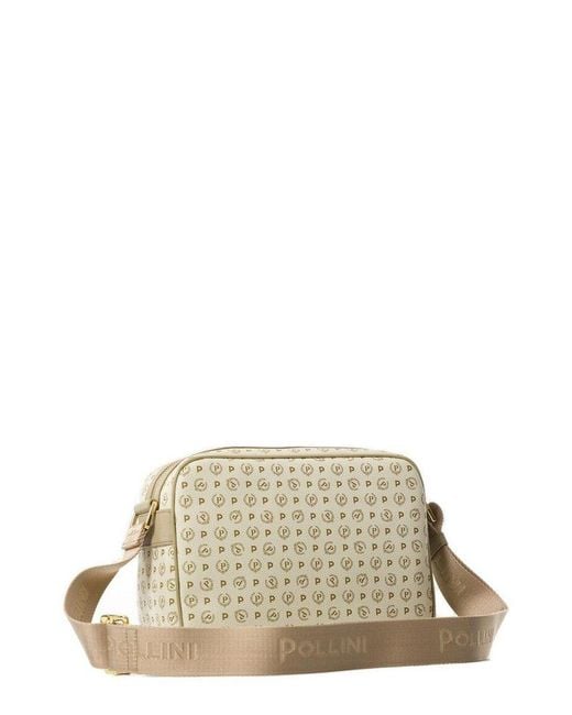 Pollini Natural Monogram Printed Zipped Camera Bag